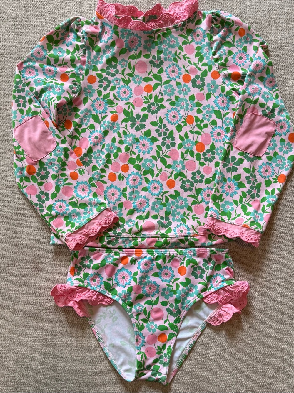 The Beaufort Bonnet Wave Spotter Swim Set Natchez & Nectarines Hot Pink Sz 6
